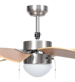 Ventilateur de plafond avec lampe 76 cm Marron clair