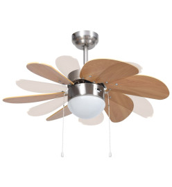 Ventilateur de plafond avec lampe 76 cm Marron clair