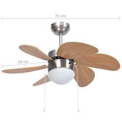 Ventilateur de plafond avec lampe 76 cm Marron clair