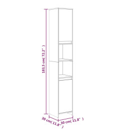 Armoire de bain Chêne fumé 30x30x183,5 cm Bois d'ingénierie