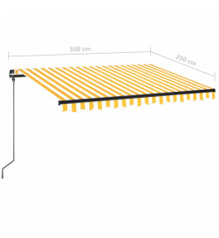 Auvent manuel rétractable avec LED 350x250 cm Jaune et blanc