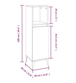 Armoire de salle de bain blanc 30x30x100 cm bois d'ingénierie