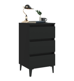 Tables de chevet avec pieds en métal 2 pcs Noir 40x35x69 cm