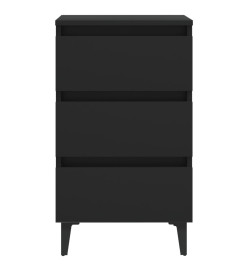 Tables de chevet avec pieds en métal 2 pcs Noir 40x35x69 cm