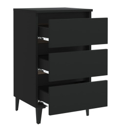 Tables de chevet avec pieds en métal 2 pcs Noir 40x35x69 cm