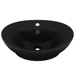 Lavabo ovale de luxe à trop-plein Noir mat 58,5x39 cm Céramique