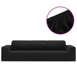 Housse extensible de canapé 4 places Noir Jersey de polyester