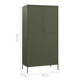 Garde-robe Vert olive 90x50x180 cm Acier