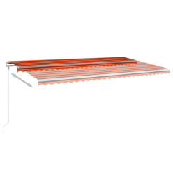 Auvent manuel rétractable avec poteaux 6x3 m Orange et marron