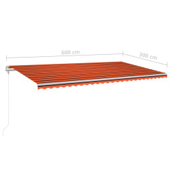 Auvent manuel rétractable avec poteaux 6x3 m Orange et marron