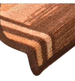 Tapis d'escalier autocollants 15 pcs Marron 65x21x4 cm