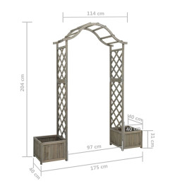 Pergola de jardin avec jardinière Gris Bois pin massif