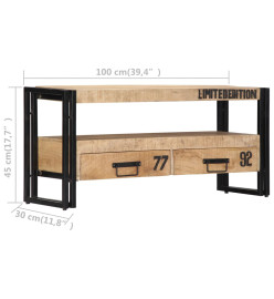 Meuble TV 100x30x45 cm Bois de manguier massif