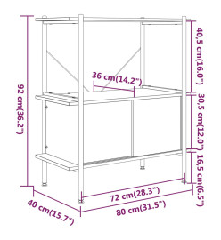 Étagère à 3 niveaux armoire 80x40x92 cm Acier bois d'ingénierie