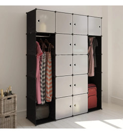 Armoire modulaire 14 compartiments Noir et blanc 37x146x180,5cm