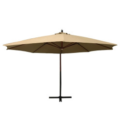 Parasol suspendu avec mât en bois 350 cm Taupe