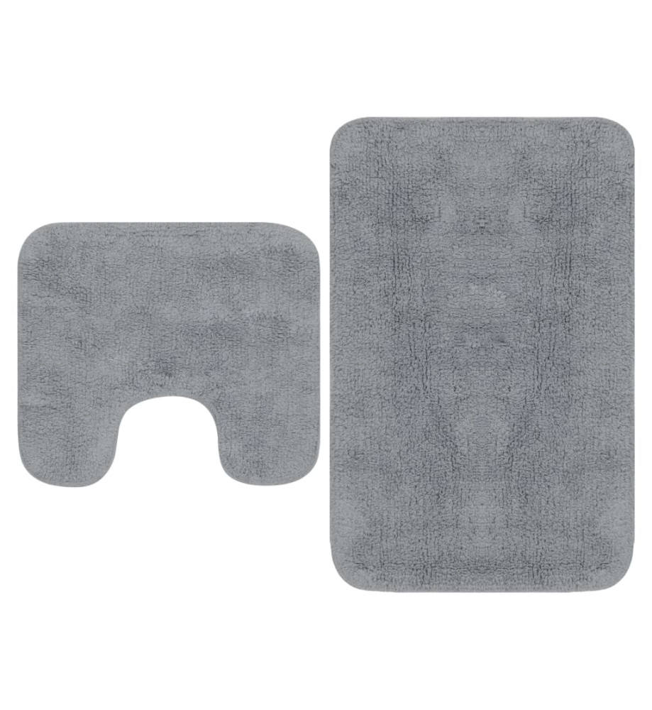 Tapis de salle de bain 2 pcs Tissu Gris