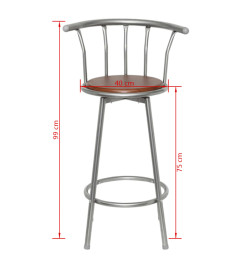 Tabourets de bar lot de 2 marron acier