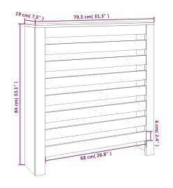 Cache-radiateur Gris 79,5x19x84 cm Bois massif de pin