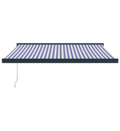 Auvent rétractable bleu et blanc 3x2,5 m tissu et aluminium