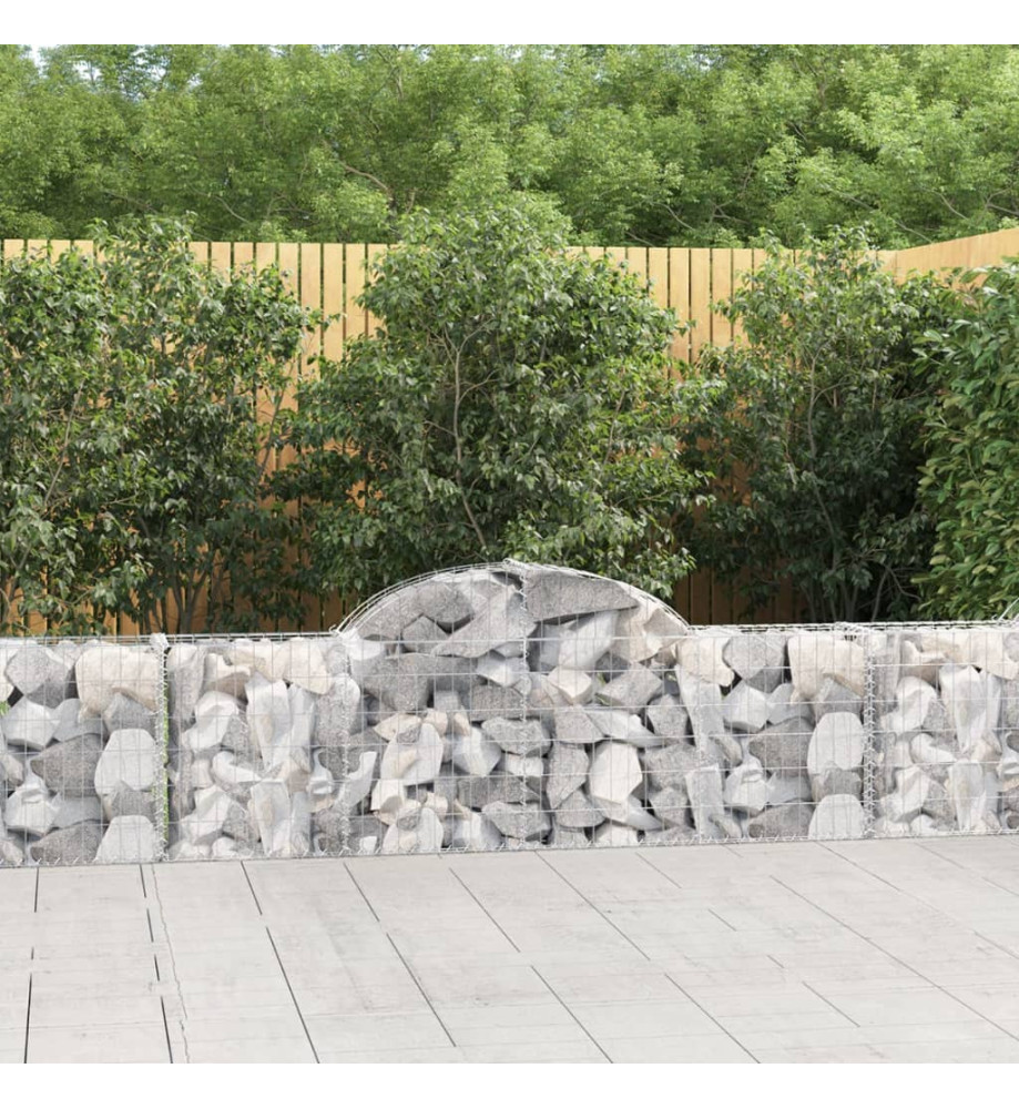 Paniers à gabions arqués 5 pcs 200x30x60/80 cm Fer galvanisé