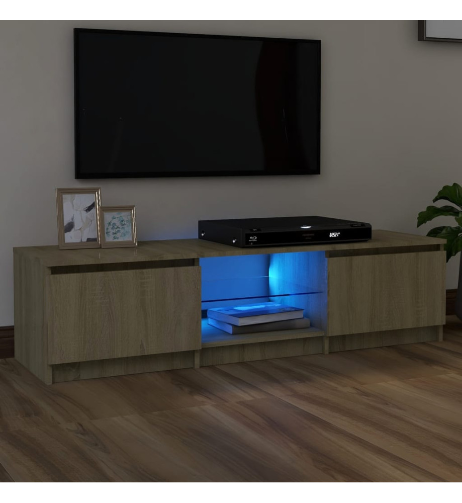 Meuble TV avec lumières LED chêne sonoma 140x40x35,5 cm