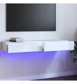 Meuble TV avec lumières LED Blanc 120x35x15,5 cm