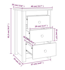 Tables de chevet 2 pcs Blanc 40x35x61,5 cm Bois de pin massif