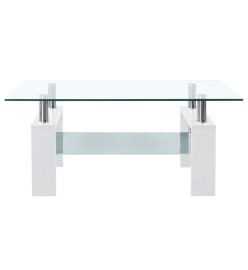 Table basse Blanc et transparent 95x55x40 cm Verre trempé