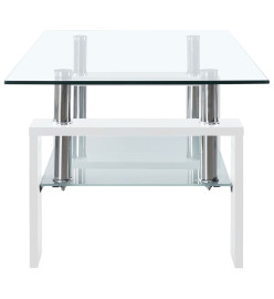 Table basse Blanc et transparent 95x55x40 cm Verre trempé