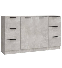 Buffets 3 pcs gris béton bois d'ingénierie