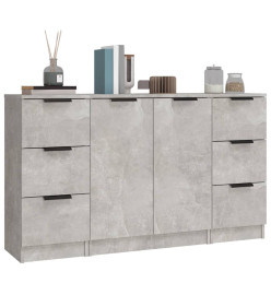 Buffets 3 pcs gris béton bois d'ingénierie