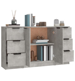 Buffets 3 pcs gris béton bois d'ingénierie