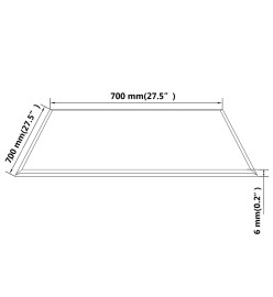 Dessus de table carré en verre trempé 700 x 700 mm