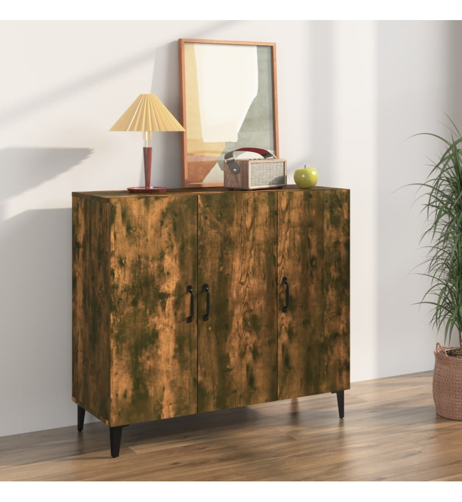 Buffet chêne fumé 90x34x80 cm bois d'ingénierie