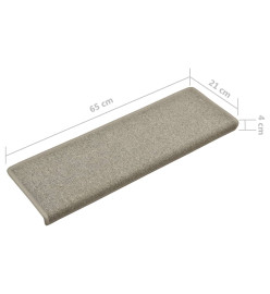 Tapis d'escalier 15 pcs 65x21x4 cm Gris clair