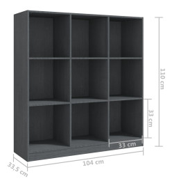 Bibliothèque/Séparateur de pièce Gris 104x33,5x110cm Pin massif