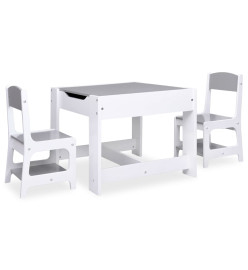 Table pour enfants avec 2 chaises Blanc MDF