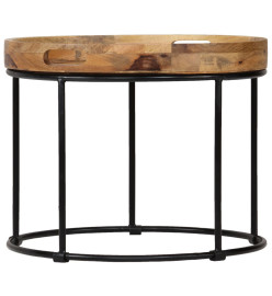 Table basse Bois de manguier massif et acier 50 x 40 cm