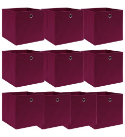 Boîtes de rangement 10 pcs Rouge foncé 32x32x32 cm Tissu