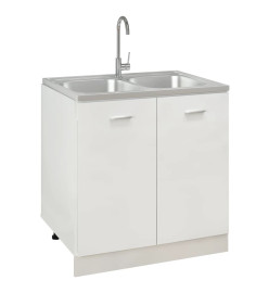 Évier de cuisine à double lavabo argenté 800x600x155 mm inox