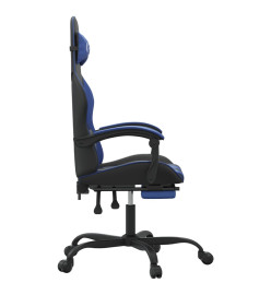 Chaise de jeu avec repose-pied Noir et bleu Similicuir