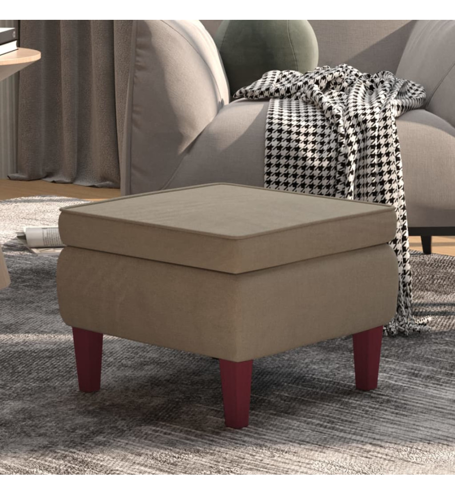 Tabouret avec pieds en bois Gris clair Velours