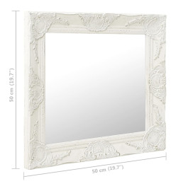 Miroir mural style baroque 50x50 cm Blanc