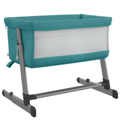 Lit pour bébé avec matelas Vert Tissu de lin