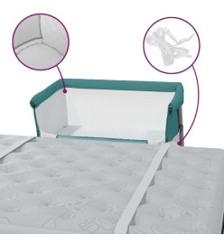 Lit pour bébé avec matelas Vert Tissu de lin