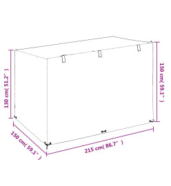 Housse de balancelle 12 œillets 215x150x130/150 cm PE