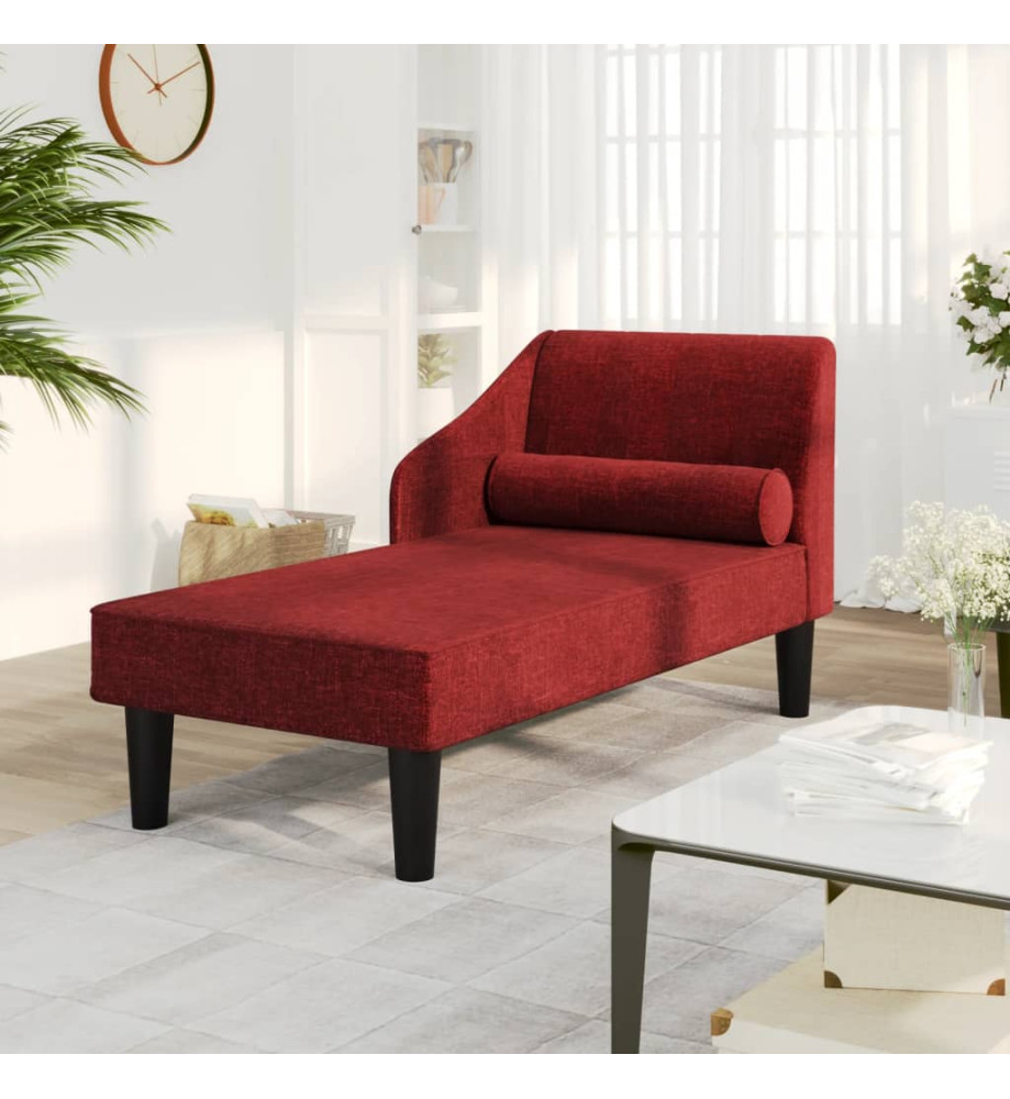 Chaise longue avec traversin rouge bordeaux tissu