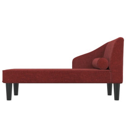 Chaise longue avec traversin rouge bordeaux tissu