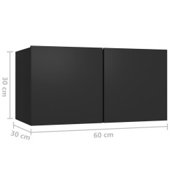 Meuble TV suspendu Noir 60x30x30 cm